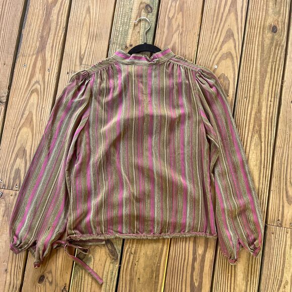 Vintage 1980s Francesca of Damon for  Starington Striped Silk Blouse - S/M - Picture 2 of 13